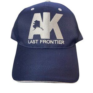 NWOT AK Alaska Last Frontier Ball Cap Navy Blue w/Silver Graphic Hook & Loop